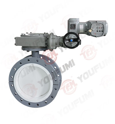 PTFE Lined Flange Type Control Butterfly Valve